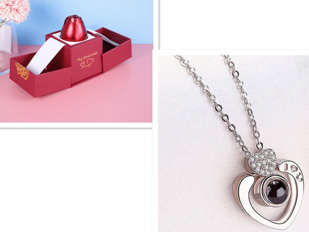 Valentine's Day Metal Rose Jewelry Gift Box