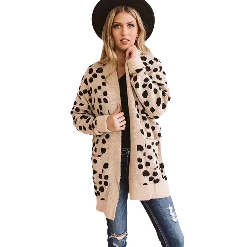 Knitted Loose Dot Cardigan Coat