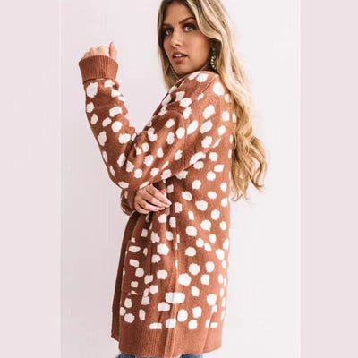 Knitted Loose Dot Cardigan Coat