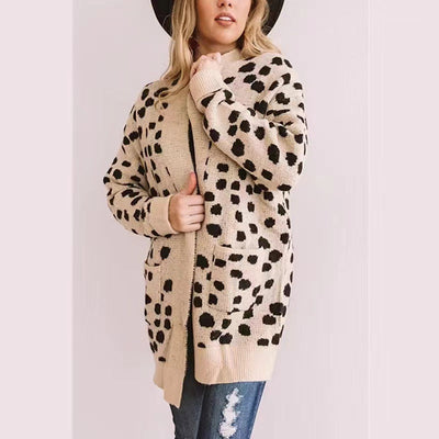 Knitted Loose Dot Cardigan Coat