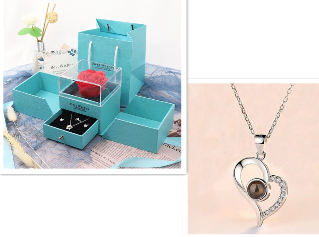 Valentine's Day Metal Rose Jewelry Gift Box