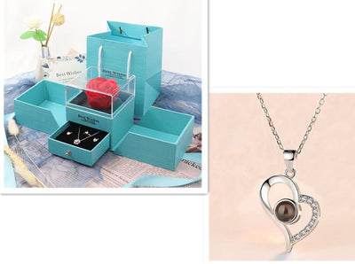 Valentine's Day Metal Rose Jewelry Gift Box