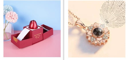 Valentine's Day Metal Rose Jewelry Gift Box