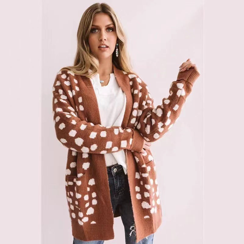 Knitted Loose Dot Cardigan Coat