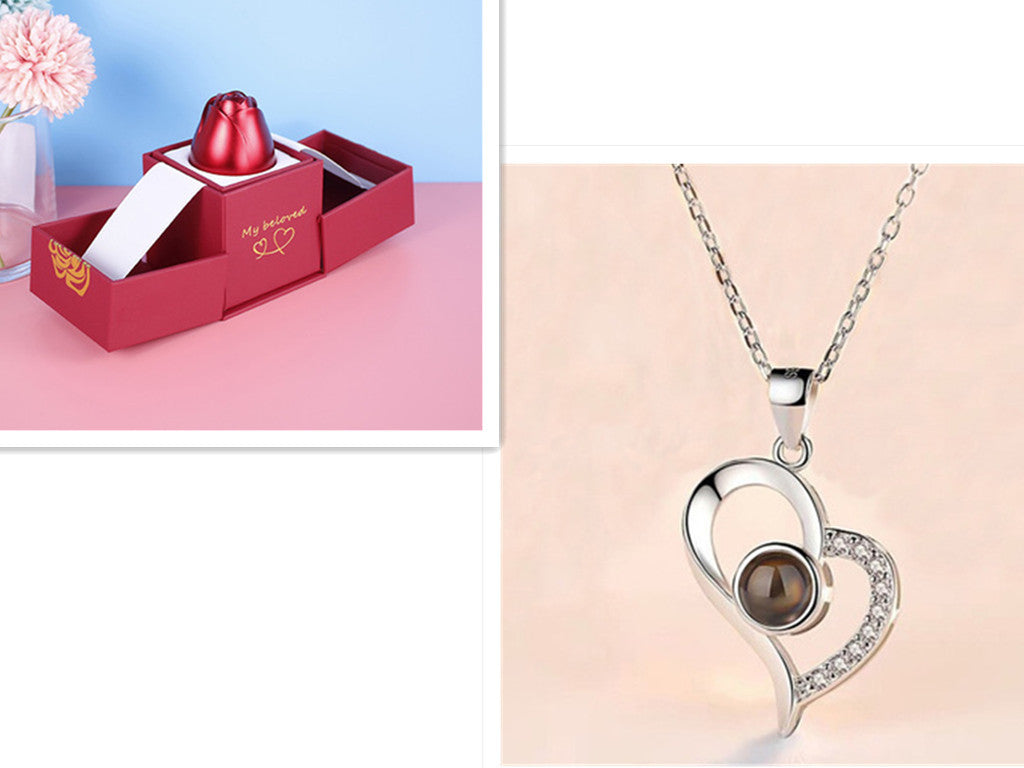 Valentine's Day Metal Rose Jewelry Gift Box