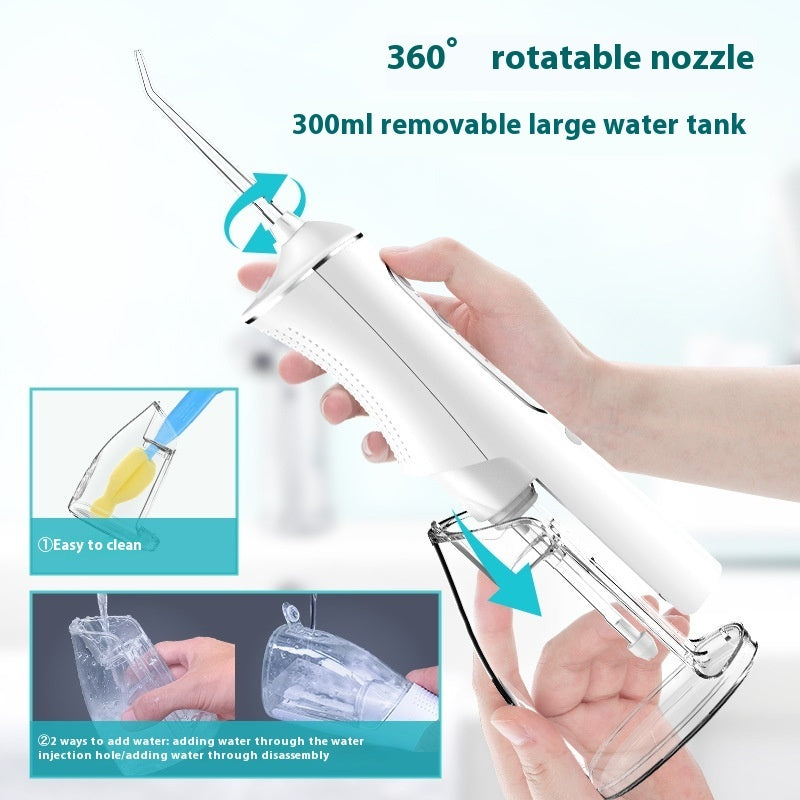 Water Flosser Cordless Oral Irrigator: 4 Replacement Heads with 300ML Super Large Tank