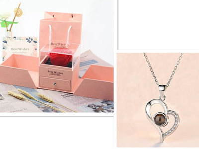 Valentine's Day Metal Rose Jewelry Gift Box