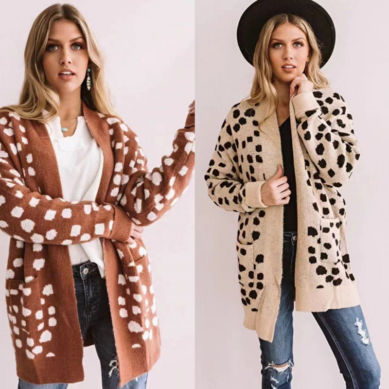 Knitted Loose Dot Cardigan Coat