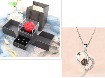 Valentine's Day Metal Rose Jewelry Gift Box