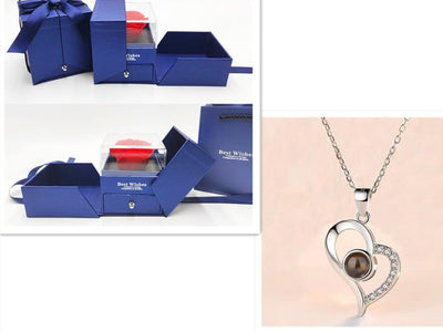 Valentine's Day Metal Rose Jewelry Gift Box