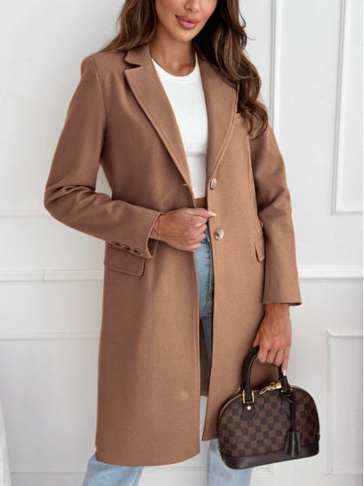 Mid-Length Button Woolen Coat