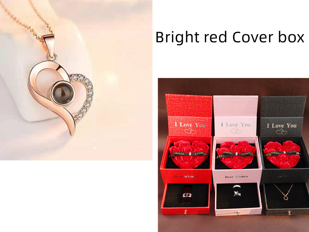 Valentine's Day Metal Rose Jewelry Gift Box